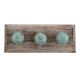 Sea Green Brown Leaf Flower Etched Ceramic Wooden Hooks